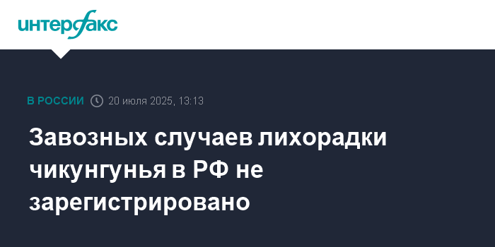 Preview В России не зарегистрированы завозные случаи лихорадки чикунгунья