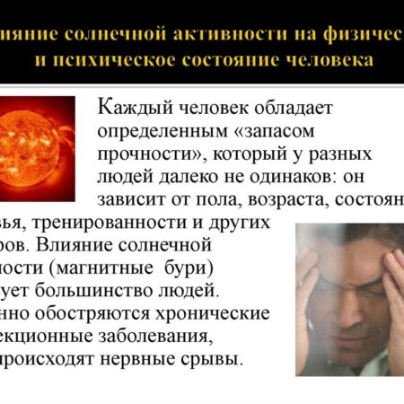 Солнечная активность и её влияние на самочувствие человека